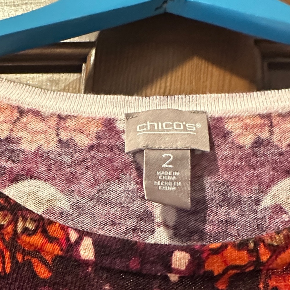 Chico's Multicolor Patterned Crew Neck Sweater - image 2